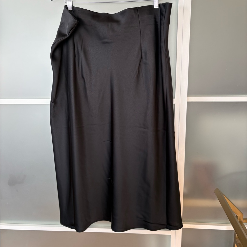 Rachel Zoe Elegant Black Satin Skirt
